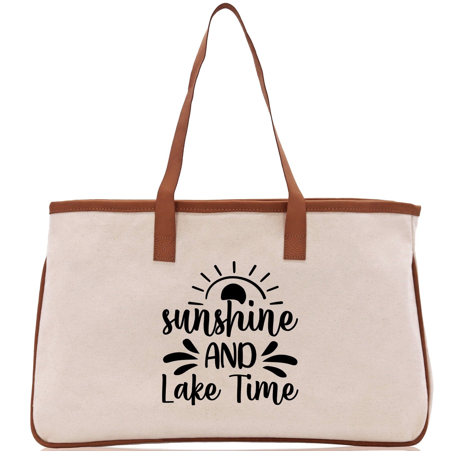 Sunshine and Lake Time Cotton Canvas Chic Tote Bag Camping Tote Lake Lover Gift Tote Bag Outdoor Tote Weekender Tote Laker Tote
