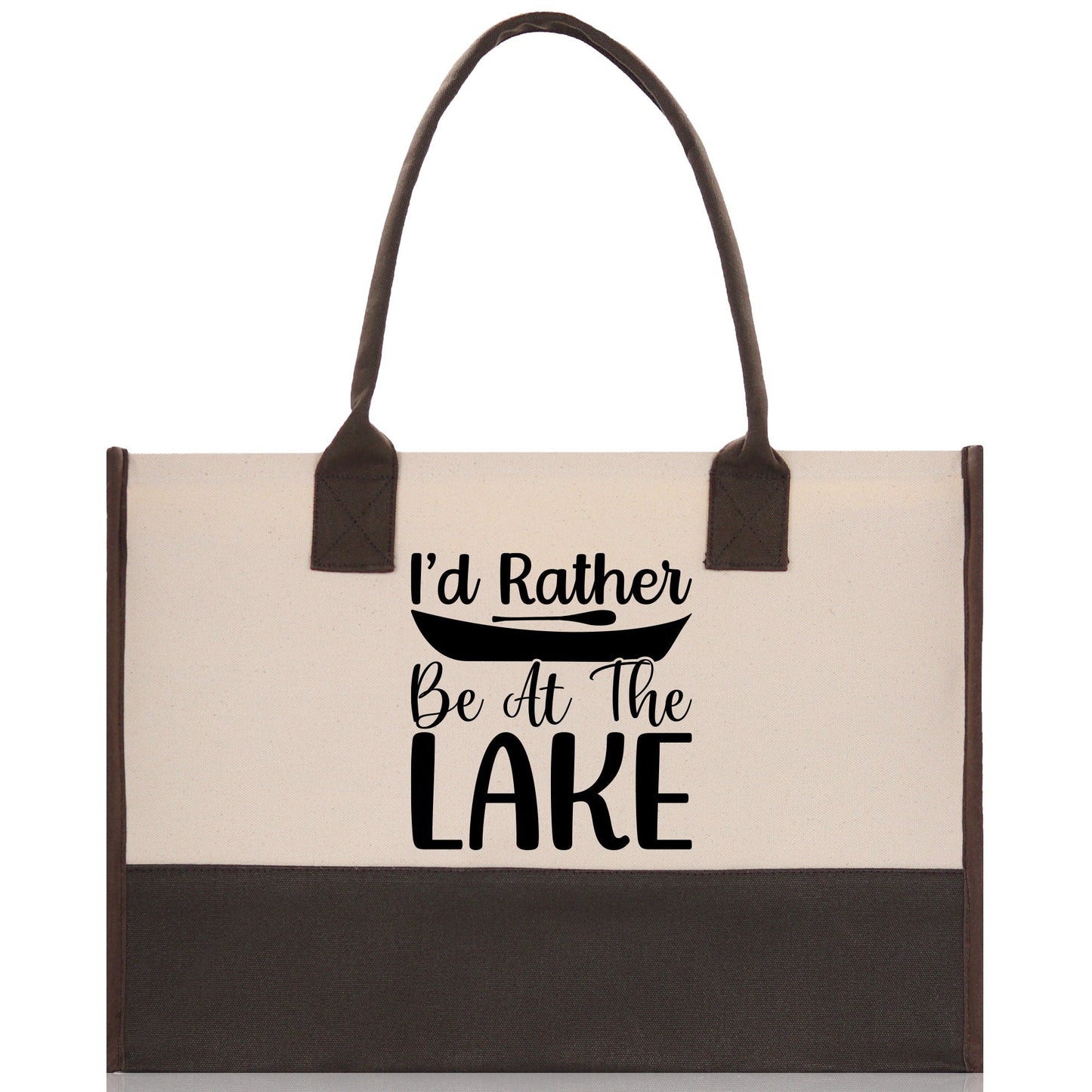I'd Rather Be at the Lake Cotton Canvas Chic Tote Bag Camping Tote Lake Lover Gift Tote Bag Outdoor Tote Weekender Tote Laker Tote